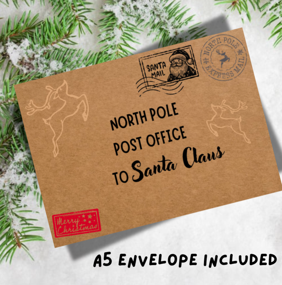 Letter to Santa – Christmas Wish List with A5 Envelope