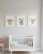 Floral Woodland Animal Nursery Prints Set Of 3