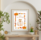 Hello Autumn Print – Pumpkin Fall Wall Art