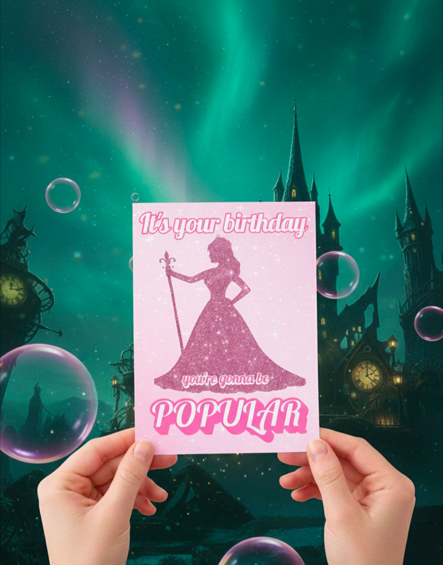 Pink Glitter Princess Birthday Card