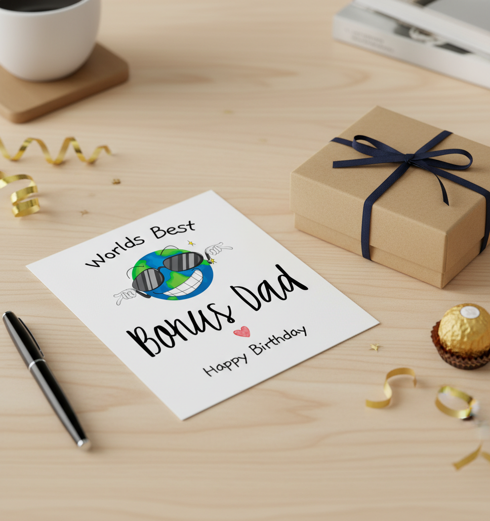 World’s Best Bonus Dad Birthday Card