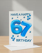 6/7 Birthday Card | Blue Balloon Numbers