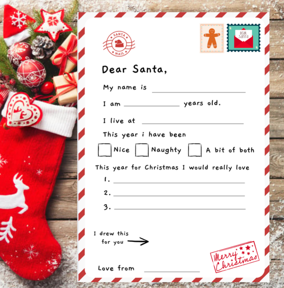 Letter to Santa – Christmas Wish List with A5 Envelope
