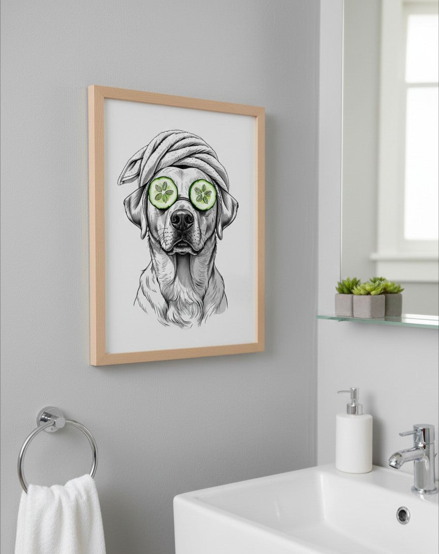 Labrador Spa Dog Bathroom Print
