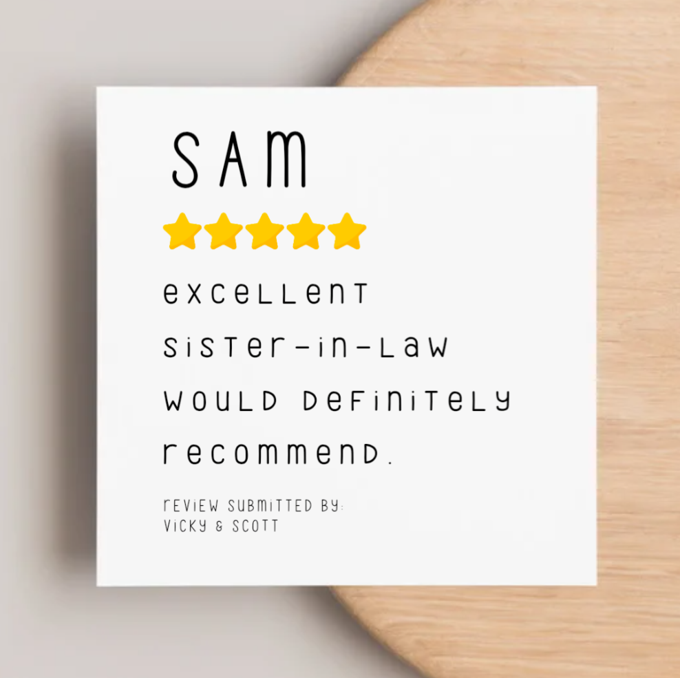 Funny 5-Star Review Card | Personalised Sister-in-Law Card