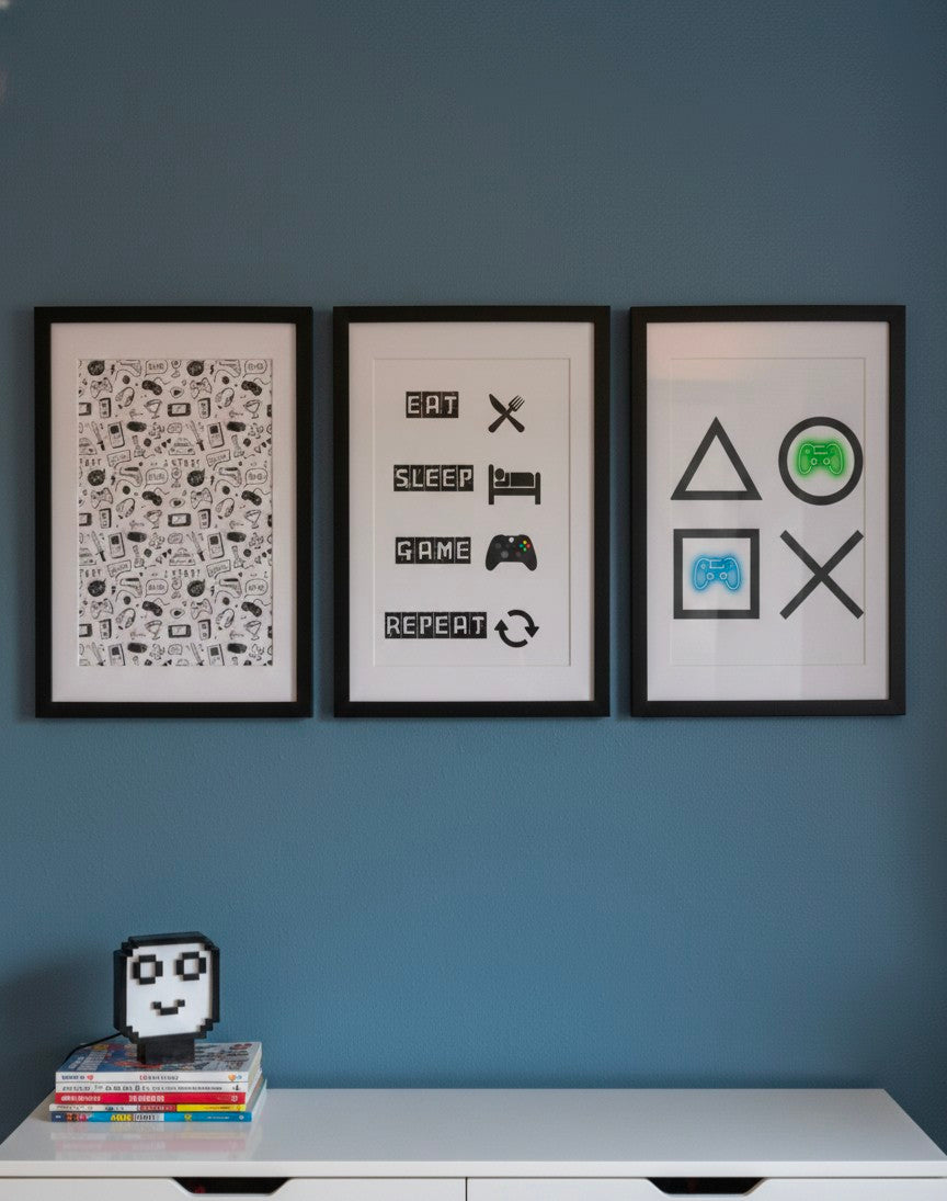 Eat Sleep Game Repeat. Set of 3