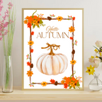 Hello Autumn Print – Pumpkin Fall Wall Art