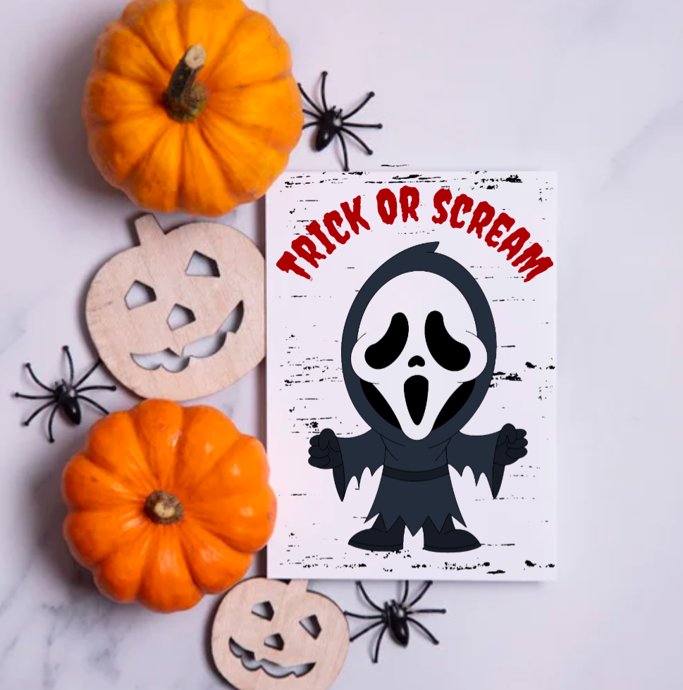 Trick or Scream Halloween Card – Funny Scary Ghostface Design