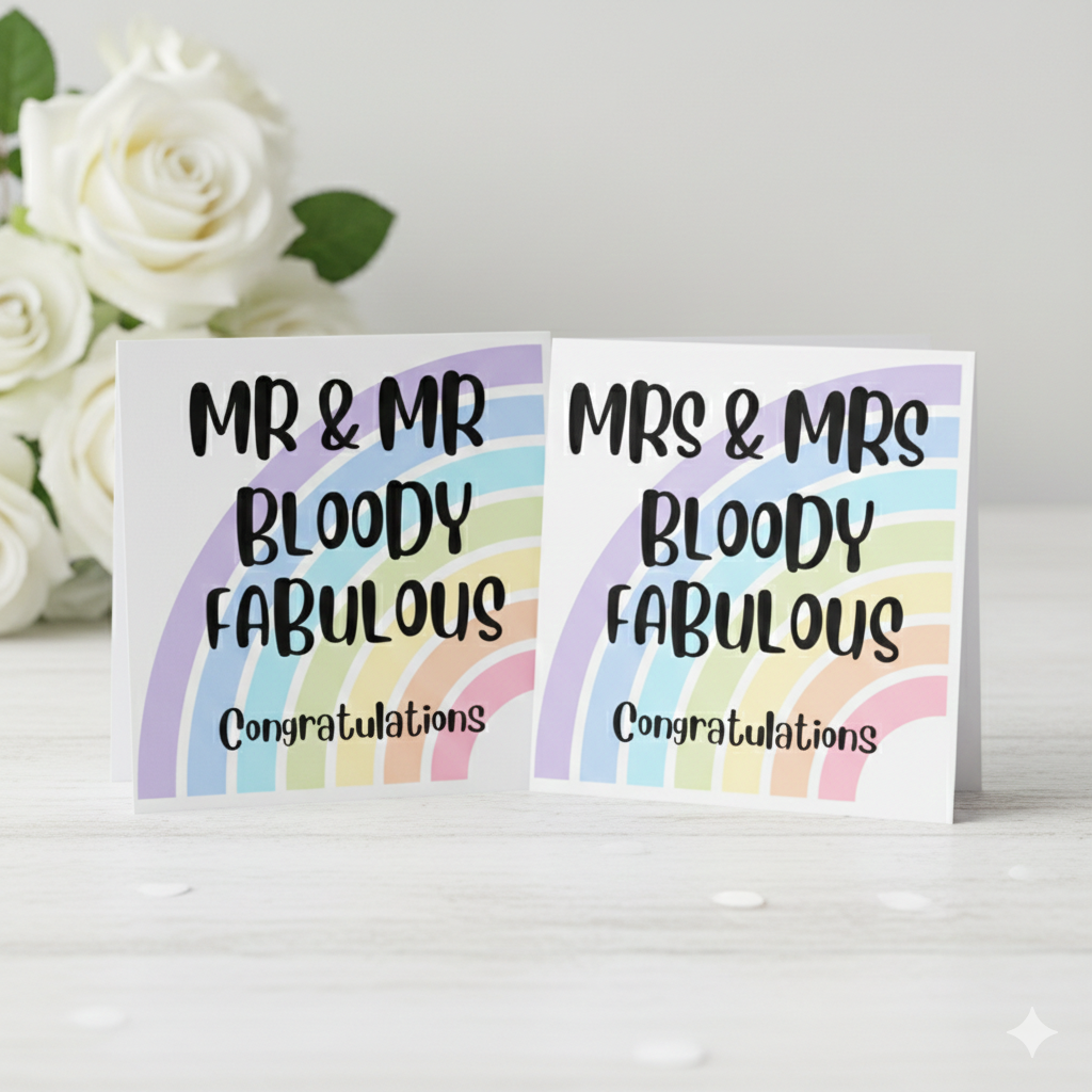 LGBTQ+ Wedding Card – Mr & Mr / Mrs & Mrs Bloody Fabulous | Square Card