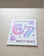 6/7 Birthday Card | Purple Balloon Numbers