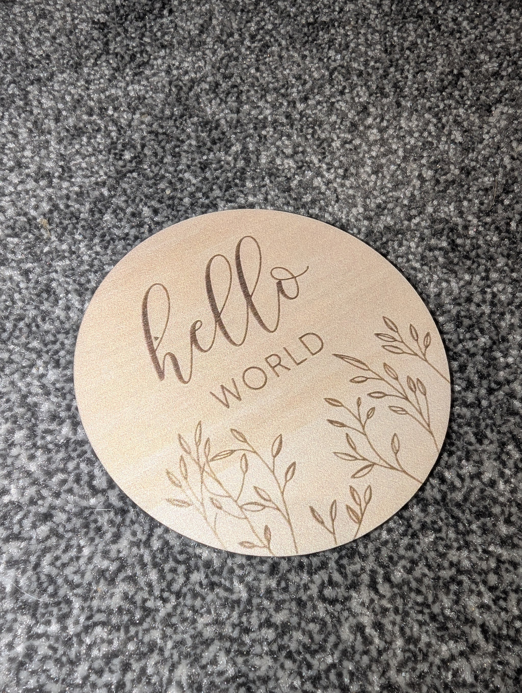 Wooden Baby Announcement Plaque – Hello World Newborn Photo Prop