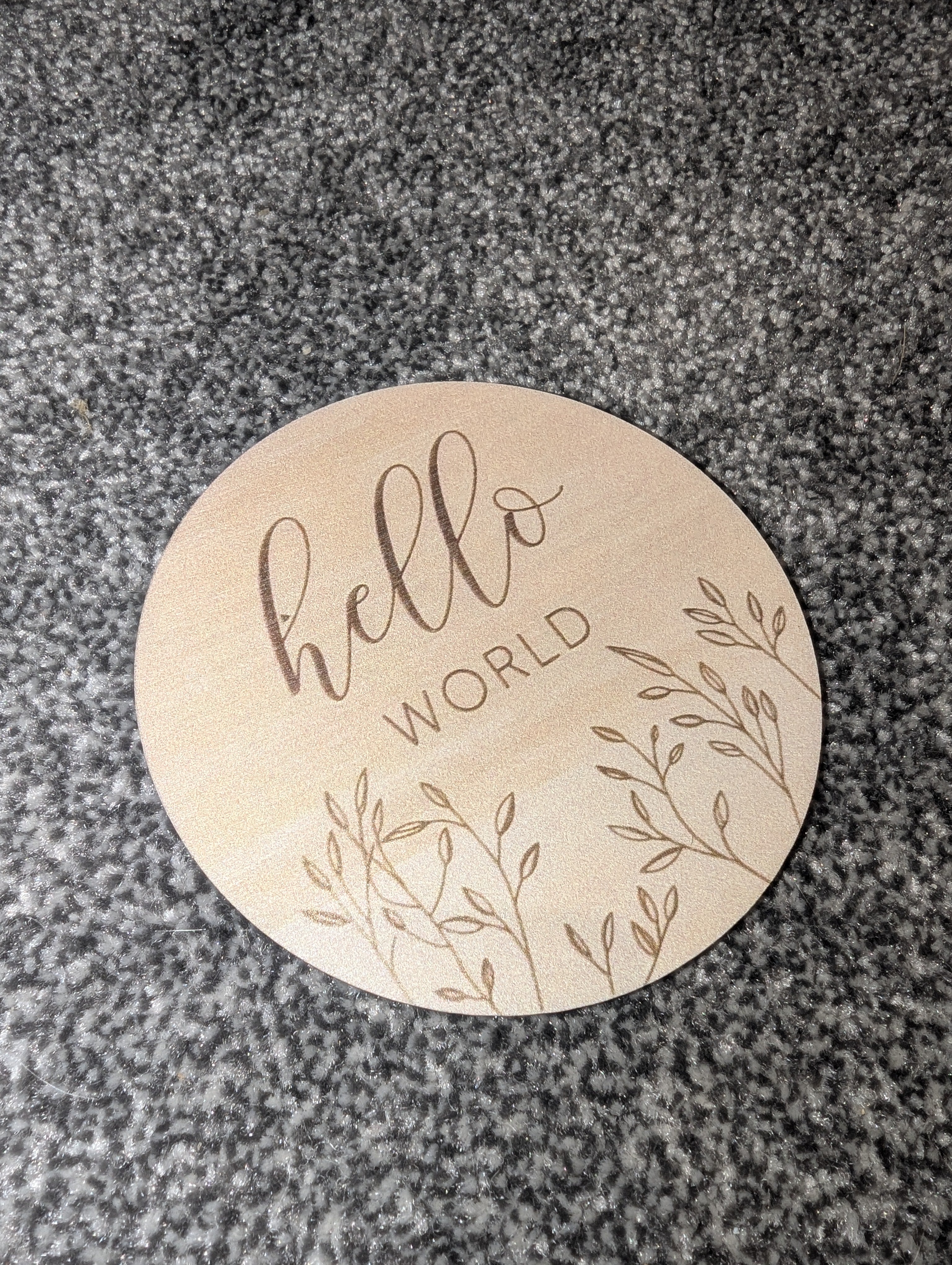 Wooden Baby Announcement Plaque – Hello World Newborn Photo Prop