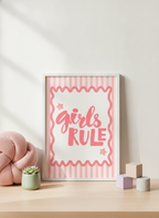 Girls Rule A4 Kids Print - Empowering Wall Art for Little Legends