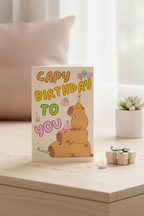 Birthday Card: Capybara Crew Celebrates Your Big Day! A5 Card