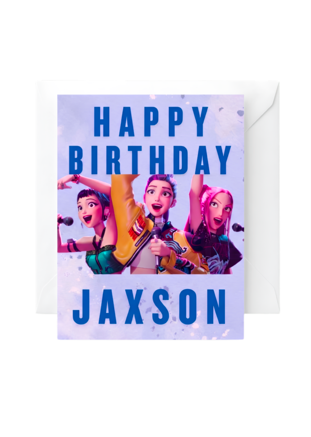 Kids Personalised Custom K-Pop Birthday Card, Purple A5
