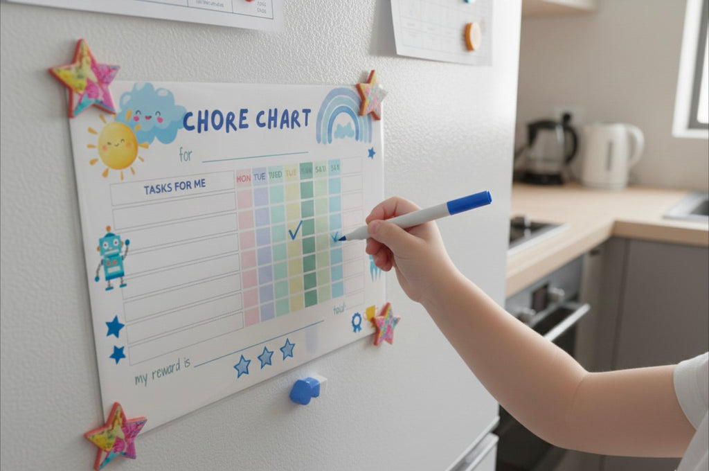 Kids Chore Chart. Laminated With Pen.