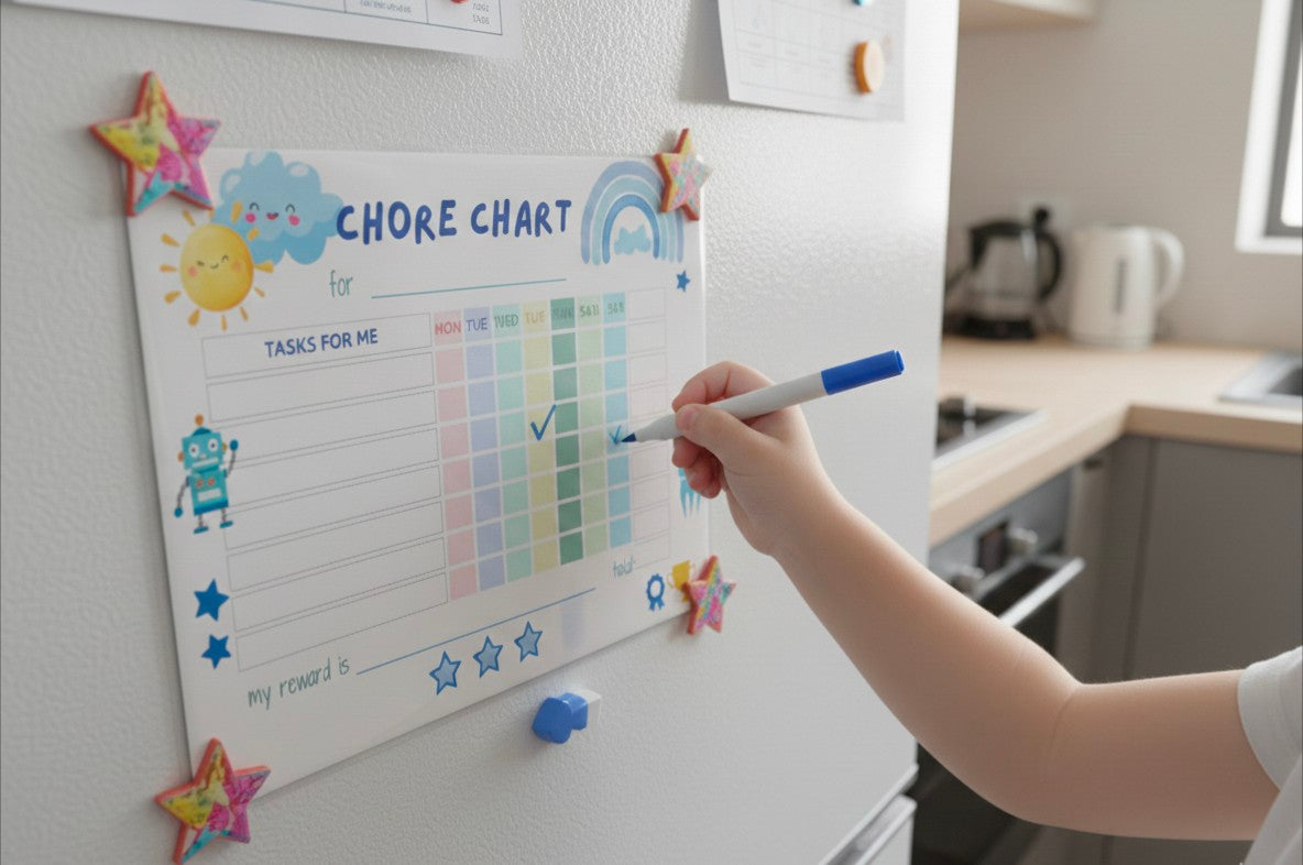 Kids Chore Chart. Laminated With Pen.