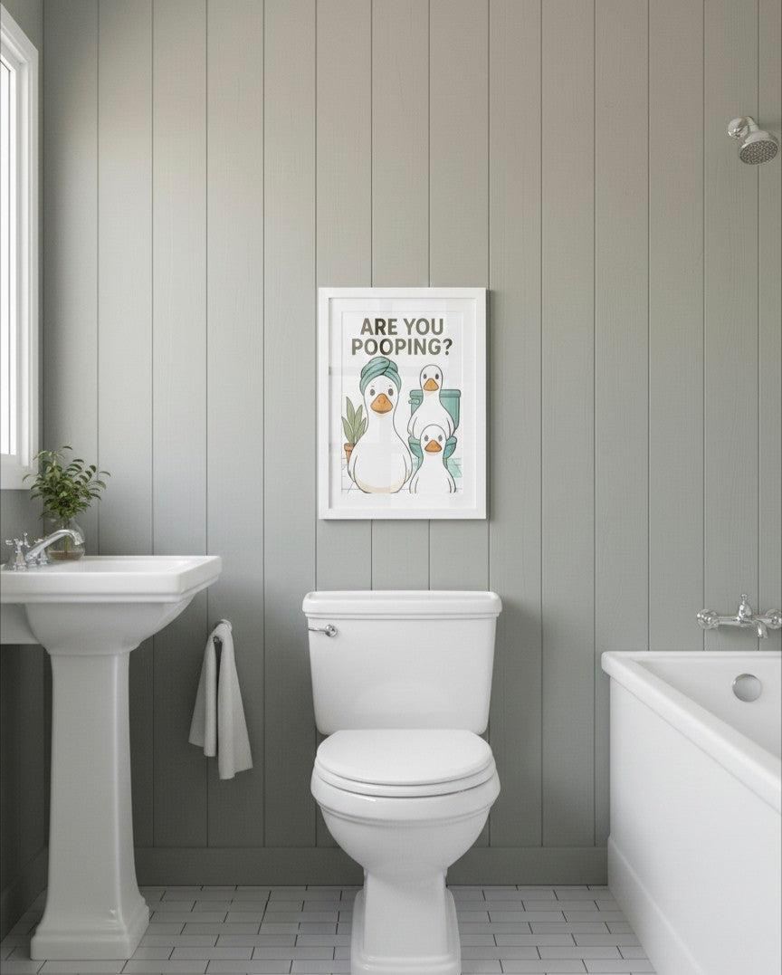 Are you pooping? Ducks are watching! Bathroom Print