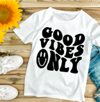 Good Vibes Only HTV Decal | Retro Iron-On Vinyl Transfer – 3 Sizes