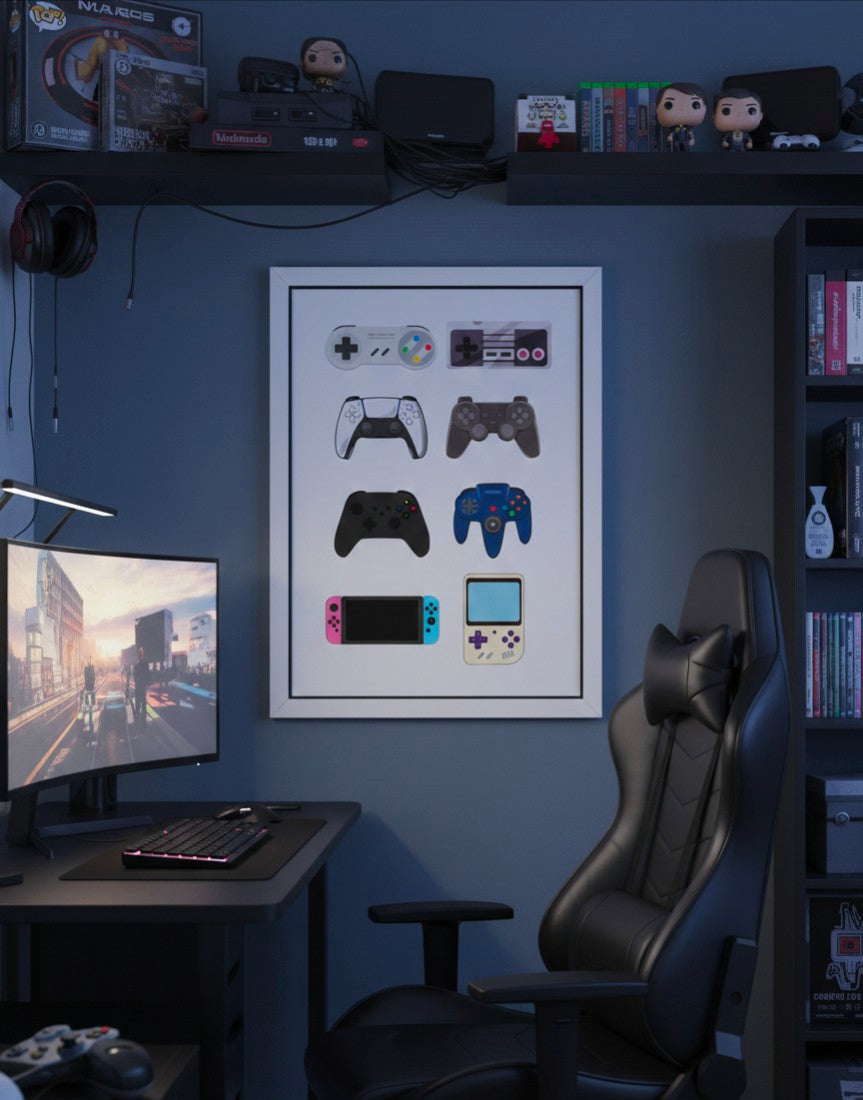 Retro Gaming Controllers Wall Art