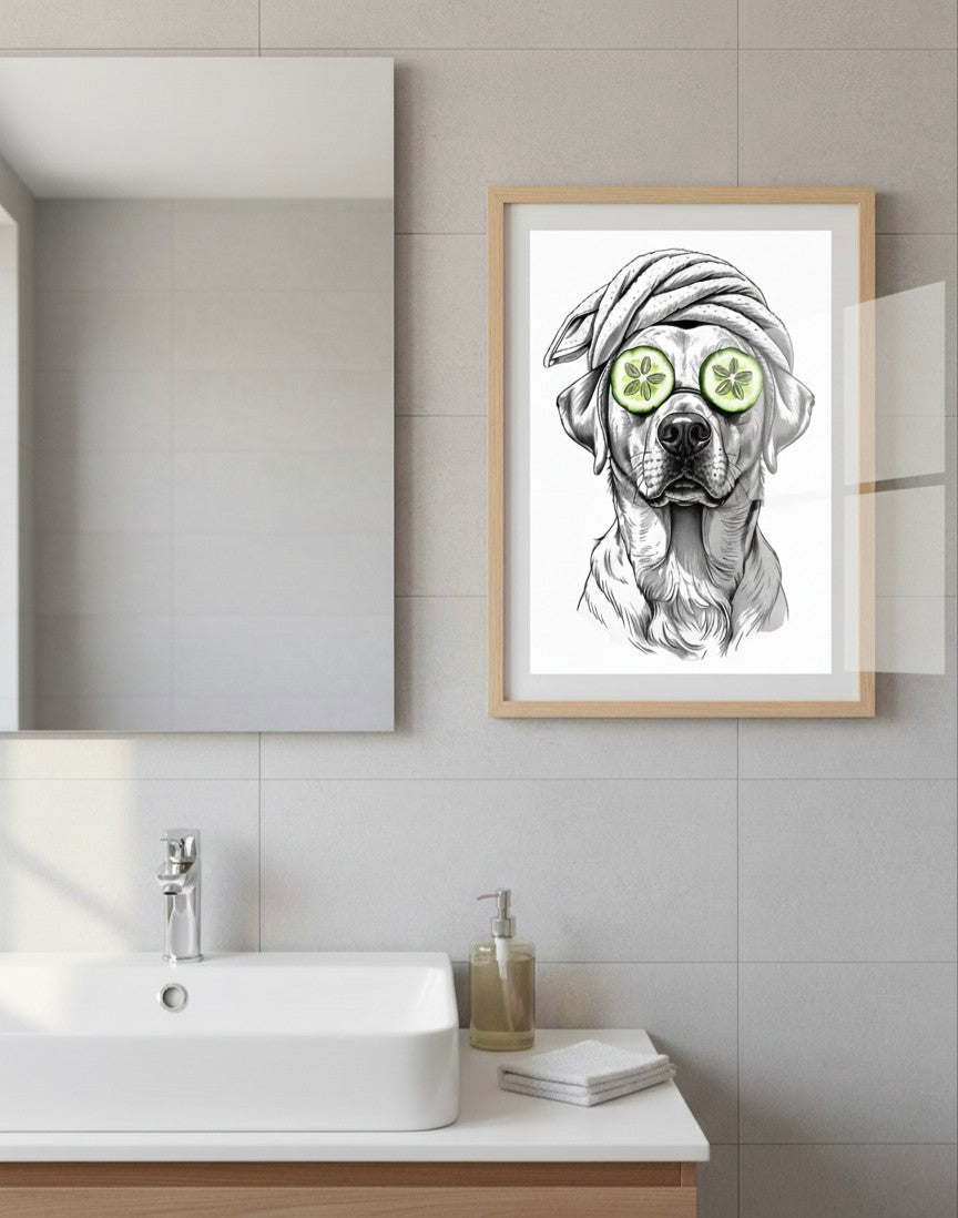 Labrador Spa Dog Bathroom Print