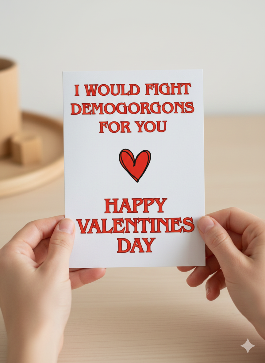 Funny Geeky Valentine’s Card – I’d Fight Monsters for You