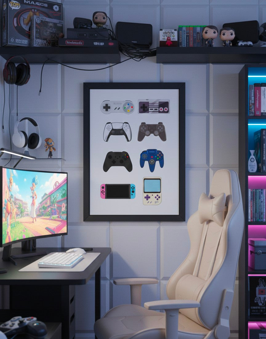 Retro Gaming Controllers Wall Art