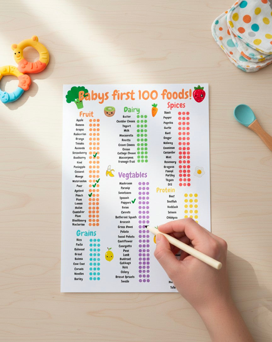 Baby’s First 100 Foods Weaning Chart | A4 Food Tracker Print