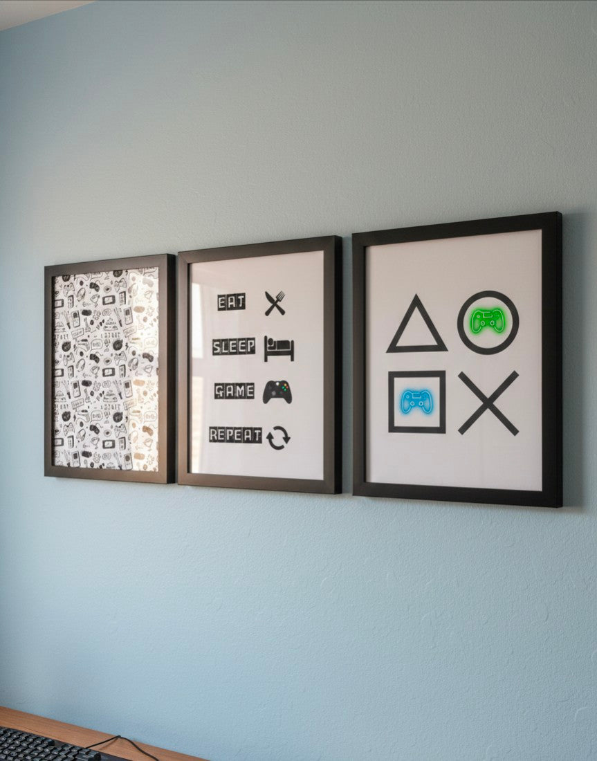 Eat Sleep Game Repeat. Set of 3