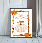 Hello Autumn Print – Pumpkin Fall Wall Art