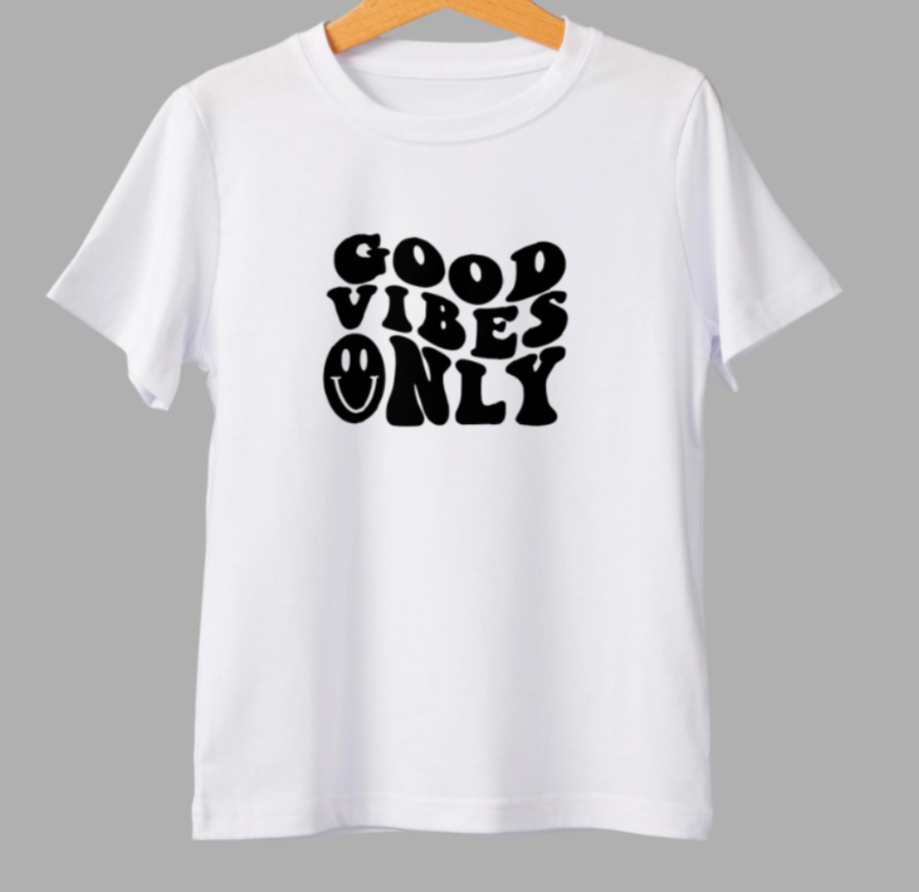Good Vibes Only HTV Decal | Retro Iron-On Vinyl Transfer – 3 Sizes