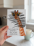 Funny Giraffe Card – Guess the Animal Wine Joke