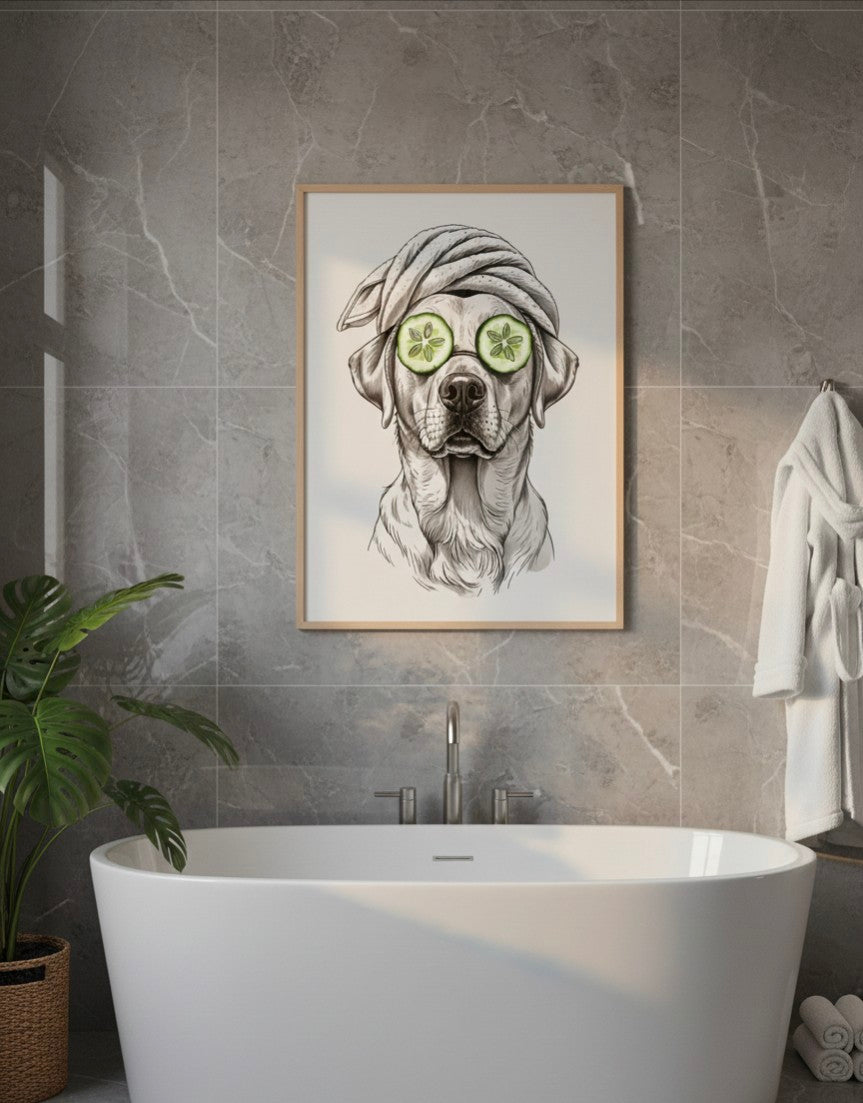 Labrador Spa Dog Bathroom Print
