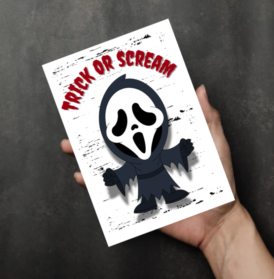 Trick or Scream Halloween Card – Funny Scary Ghostface Design