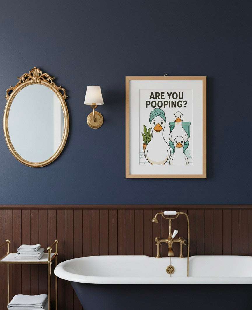 Are you pooping? Ducks are watching! Bathroom Print