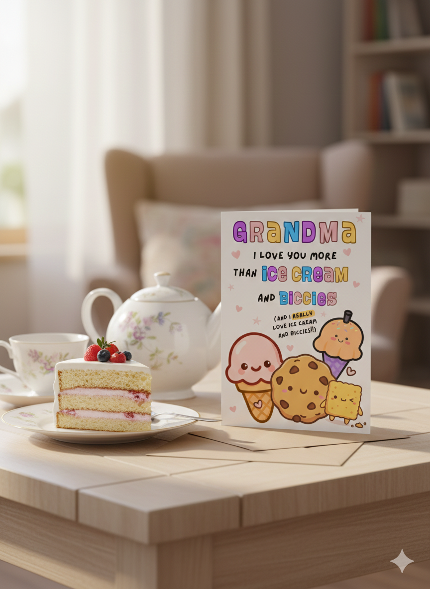 Cute Ice Cream & Biscuit Birthday Card