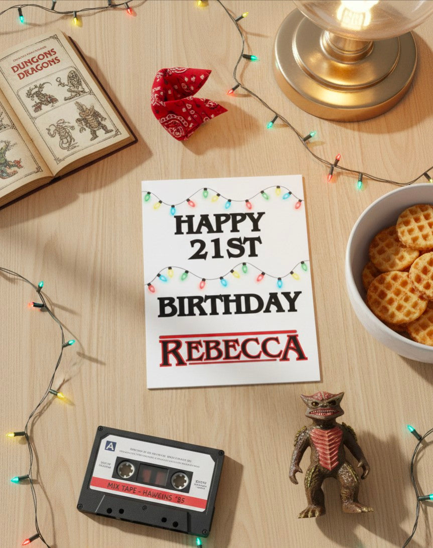 Personalised Birthday Card - Retro Lights Design