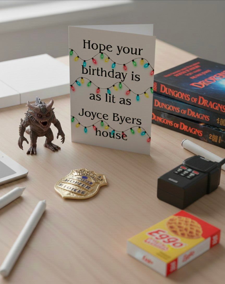 Funny Stranger Things Birthday Card | Lights Design